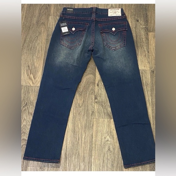 Mens True Religion geno Big T relaxed slim dark jeans Red Sz 32 NWT $199 Y2K